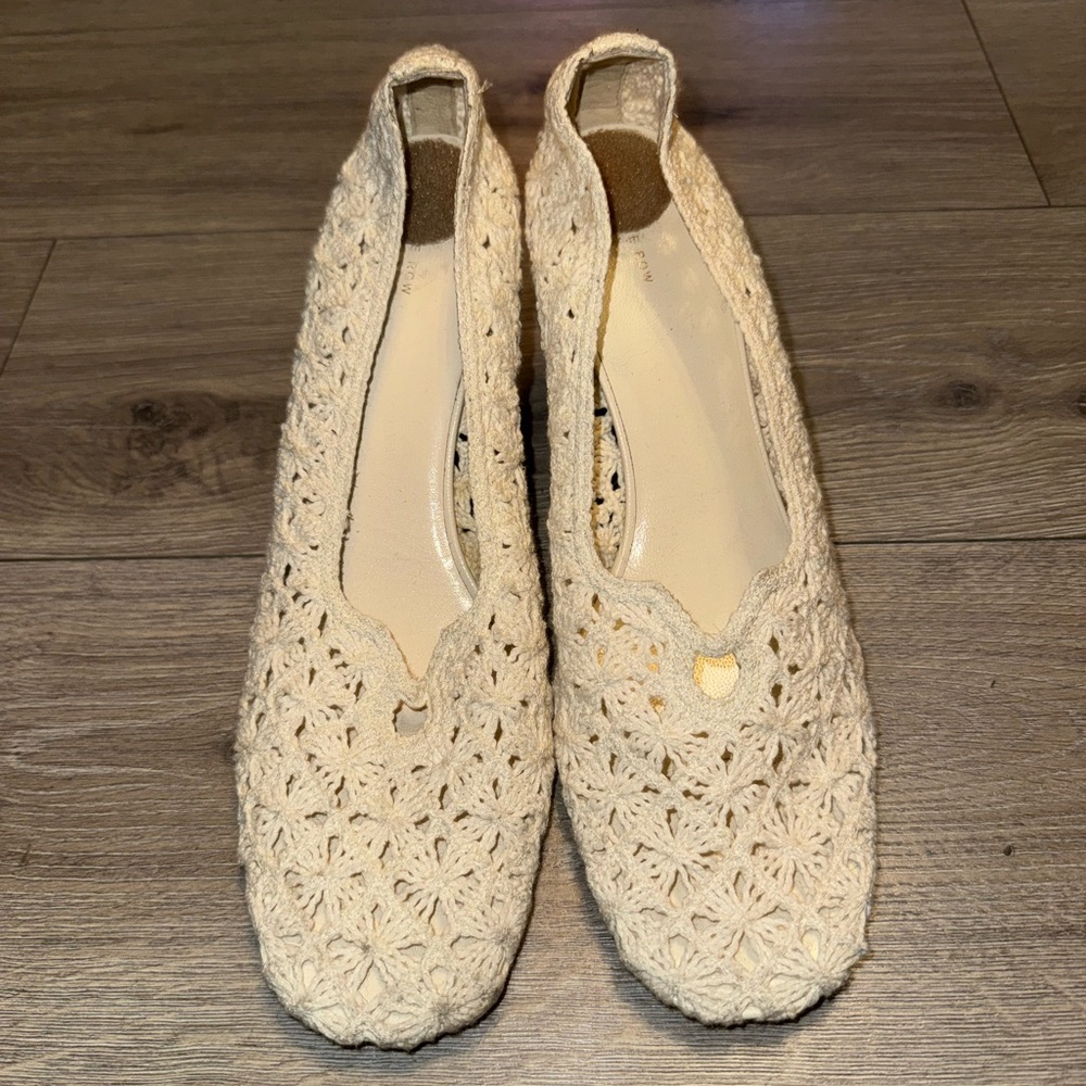 THE ROW Raffaella Crochet Square Toe Pump in Milk